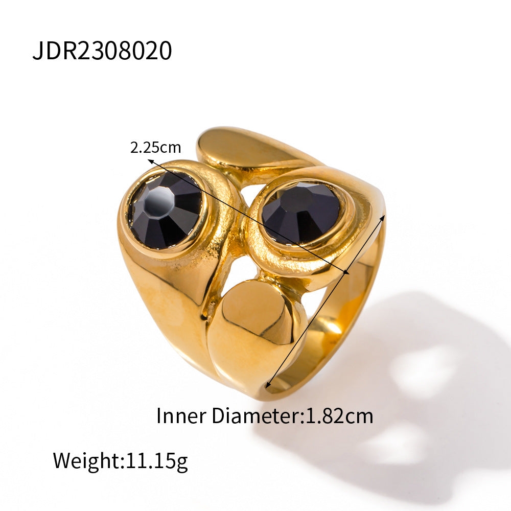 Arlynn Natural Stone Steel Ring - JDR2308020-8 [7UH7KEQW]