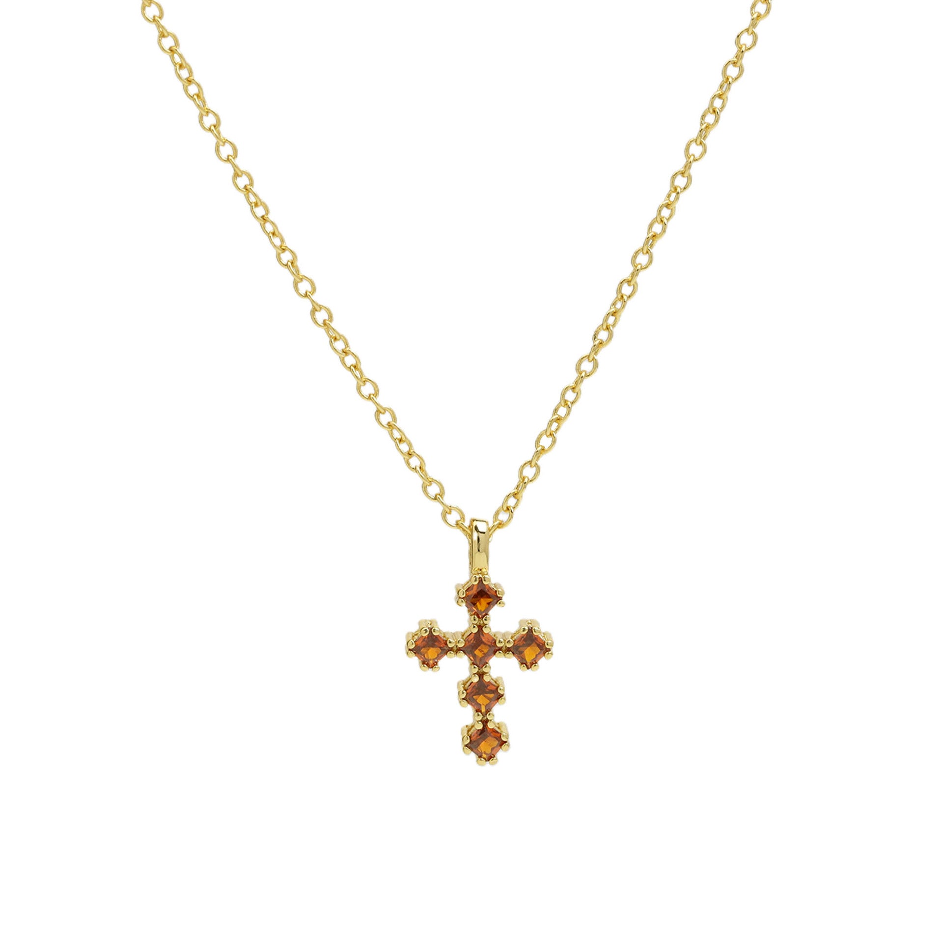 Parisa Zircon Birthstone Cross Necklace - January [A1J052MY]