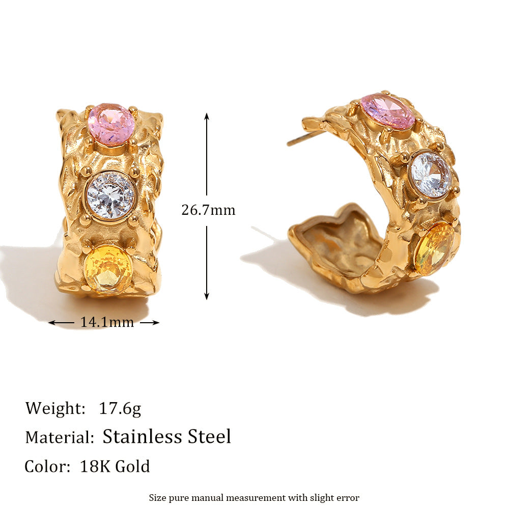 Graciella Cast Diamond Collection - Irregular Iridescent Diamond Earrings - Gold [FKM3VGJU]
