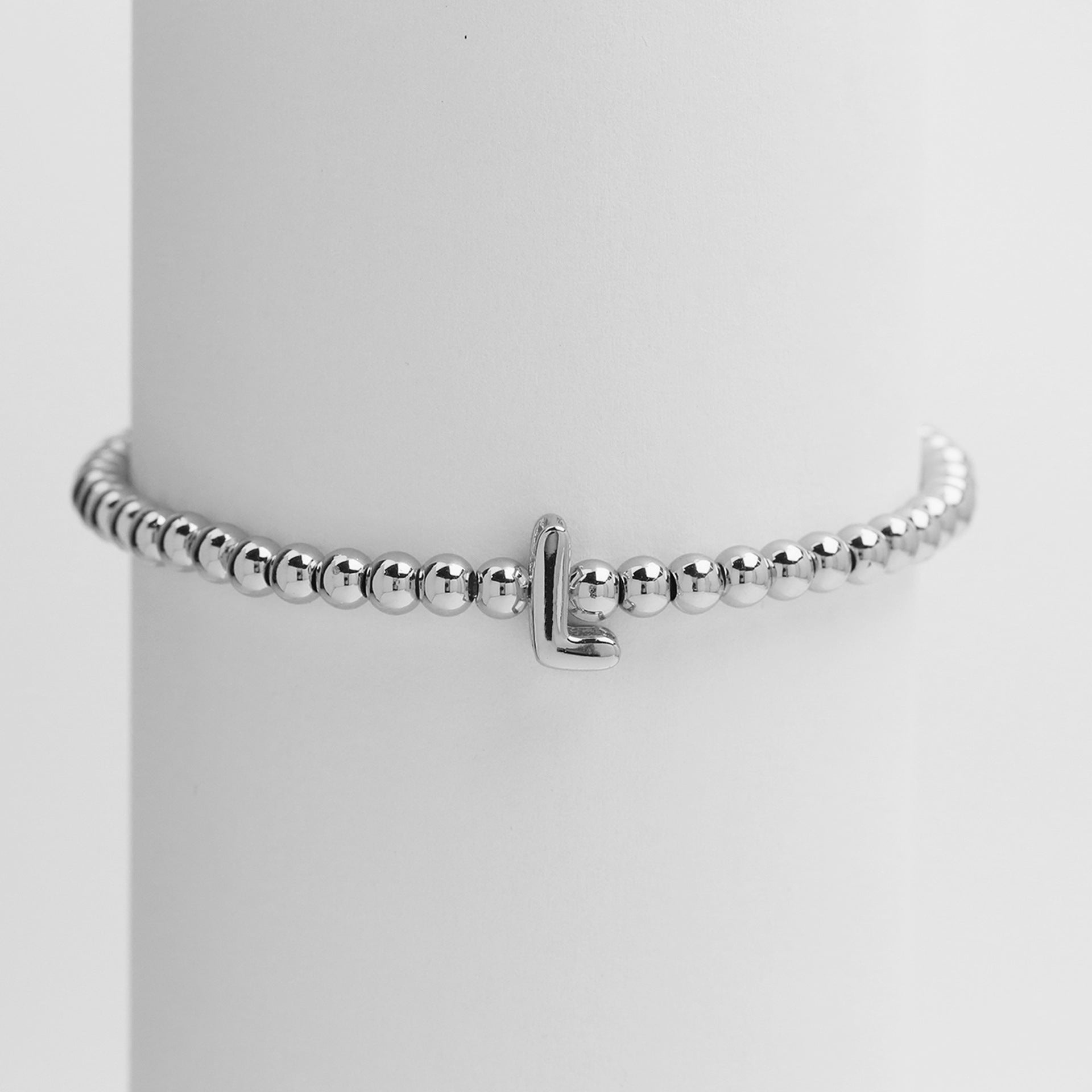 Jorie Polished Letter Bracelet - Silver L [MYQCU0K2]
