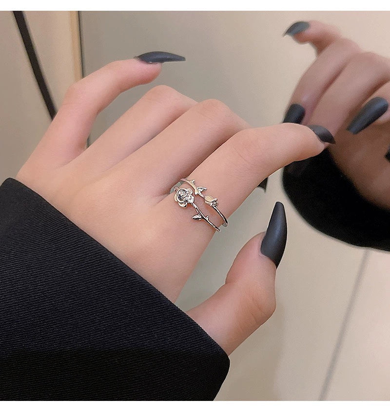Coralynn Double Rose Open Ring - Double Layer Rose Open Ring