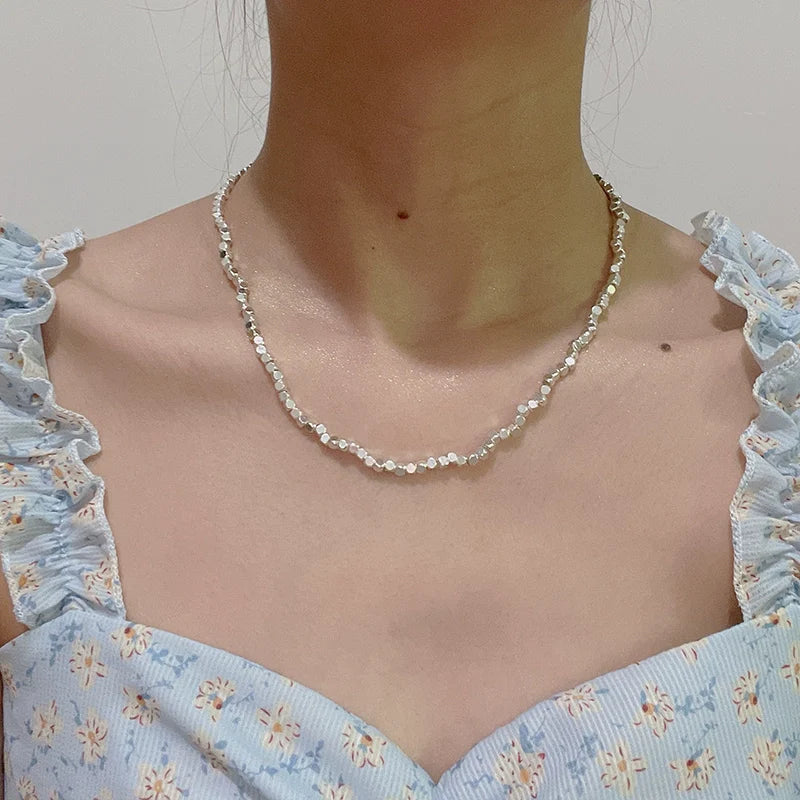 Naima Shattered Pearl Necklace - Rhombus Shattered Silver Necklace