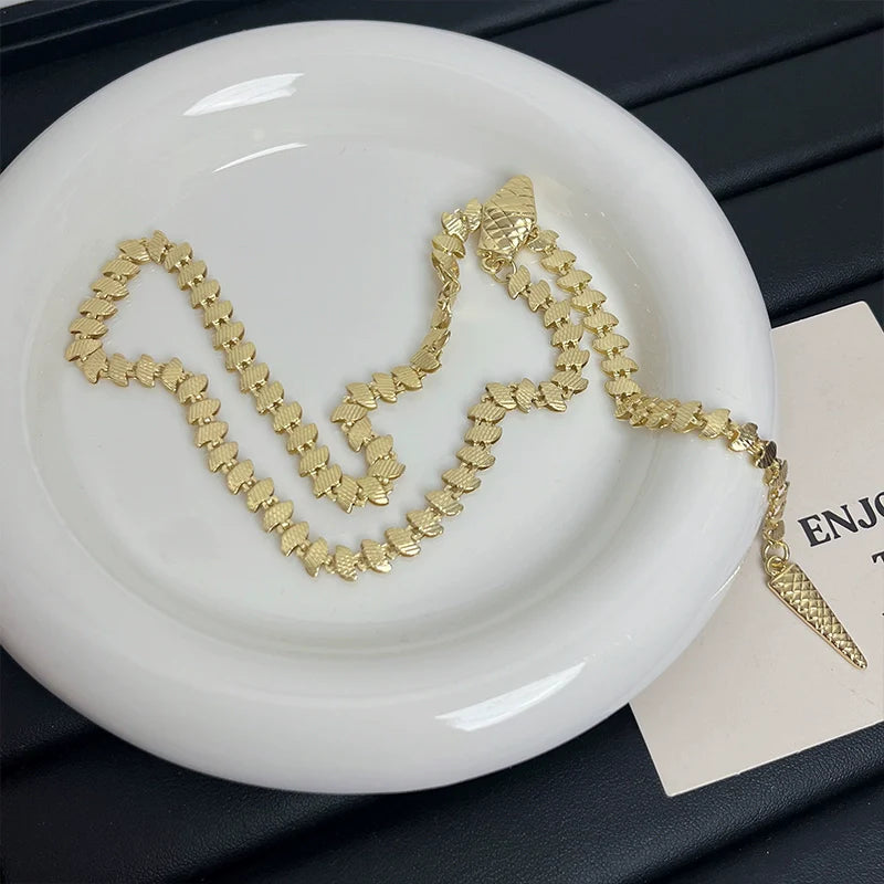 Mirian Snake Bone Choker - Gold Snake Chain