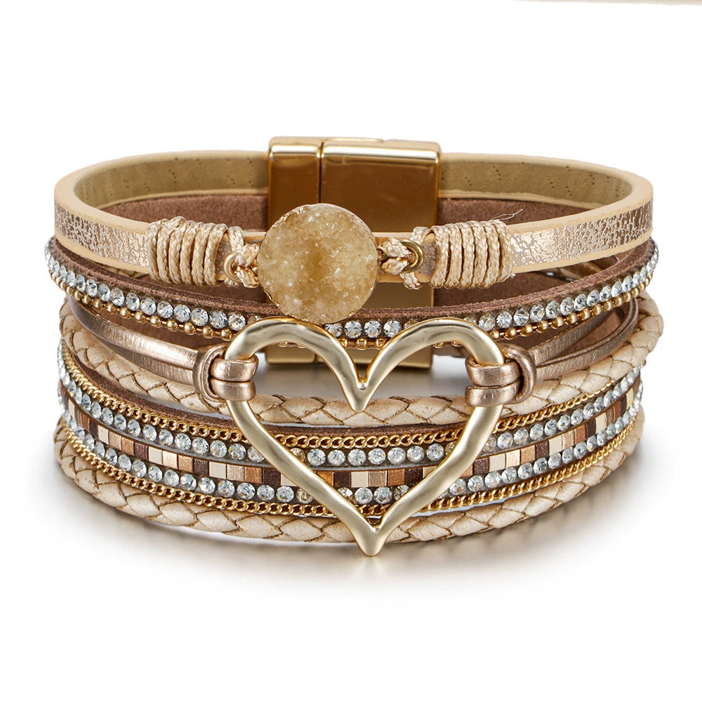 Ameera Braided Heart Bracelet - Brown Heart [F3ZKEKE7]