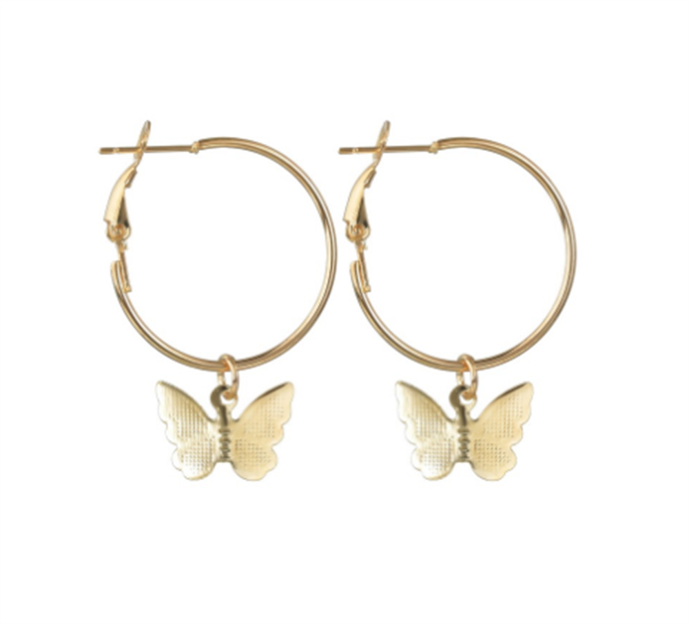 Brigid Sculpted Butterfly Hoops - Gold Plated