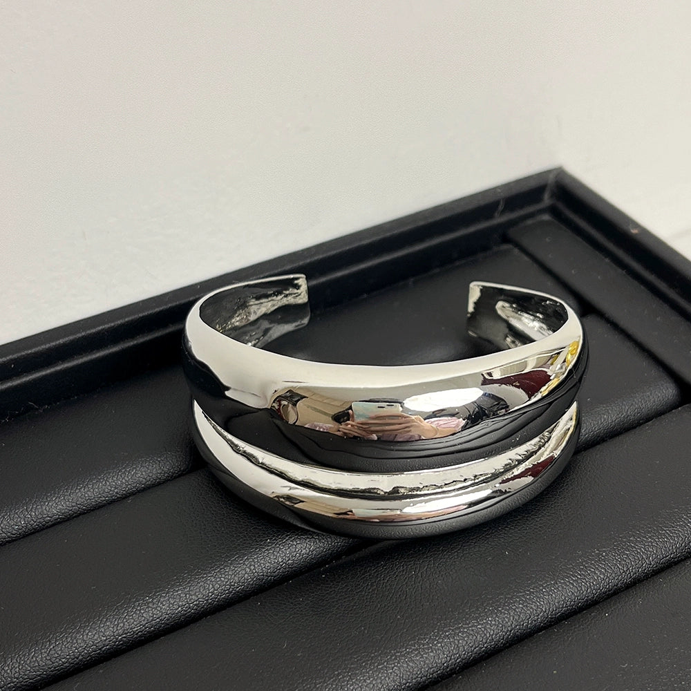 Mabel Sleek Layered Cuff - Silver [8JP3B5R6]