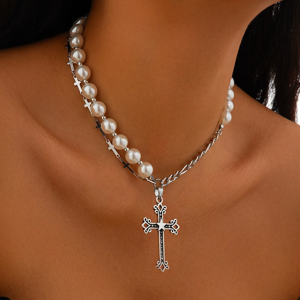 Ameenah Layered Cyberpunk Necklace - 07 White K [YU1KHW30]