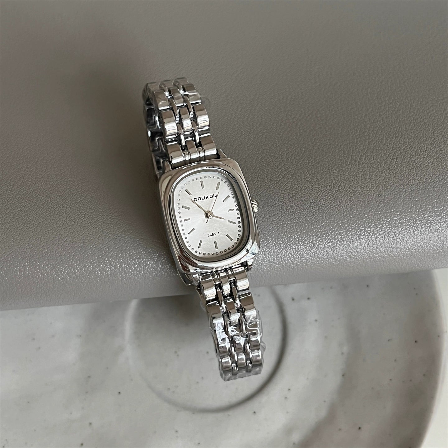 Kaydance Dainty Daisy Watch - Silver Band White Square Dial [1K07KS31]
