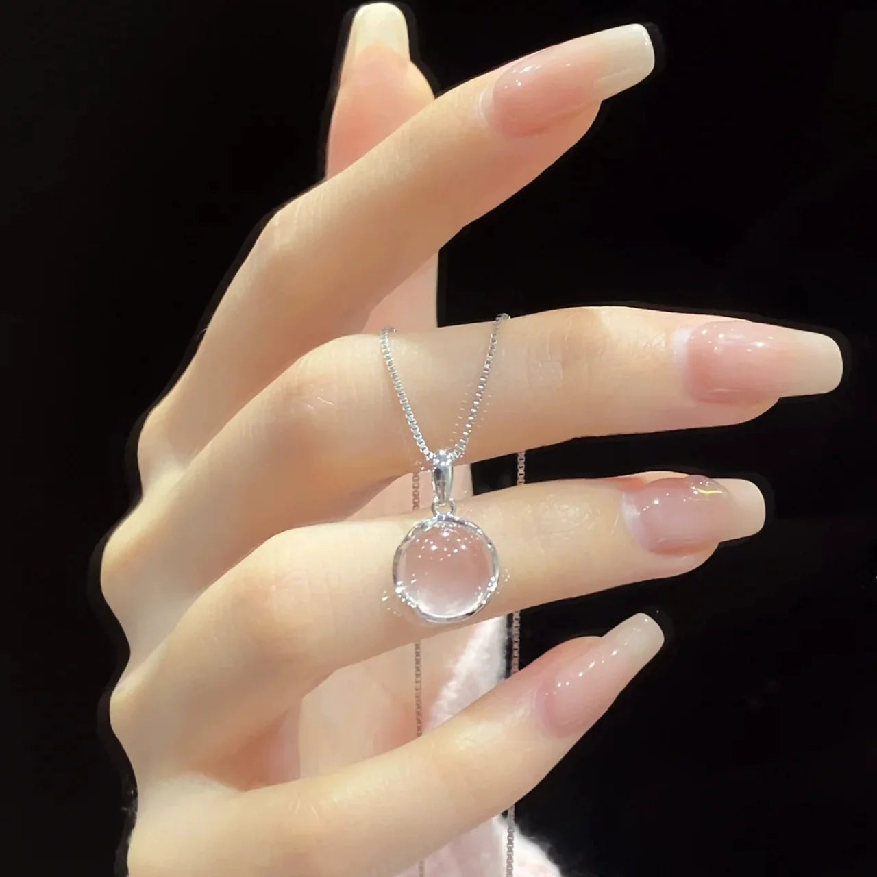 Jayleen Crystal Pendant Necklace - White Gold