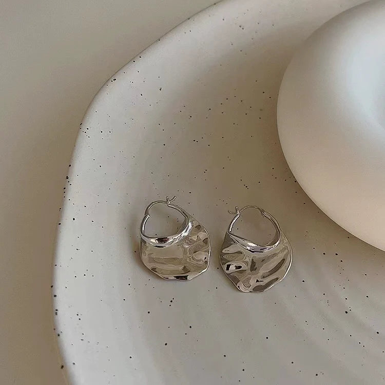 Lareen Sculpted Drip Earrings - Silver