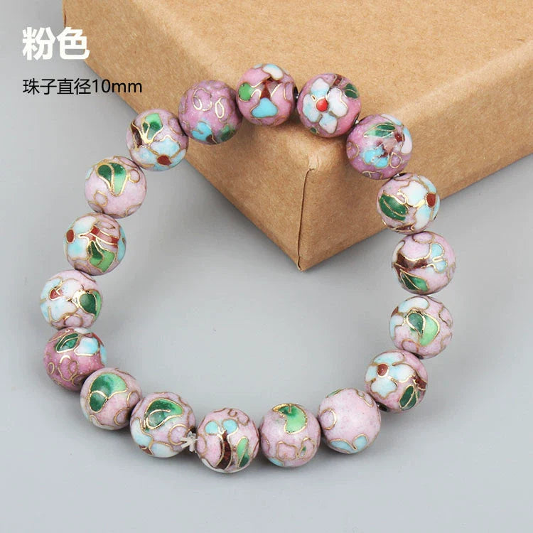 Charlie CloisonnŽ Beaded Bracelet - Pink - 10mm Bead