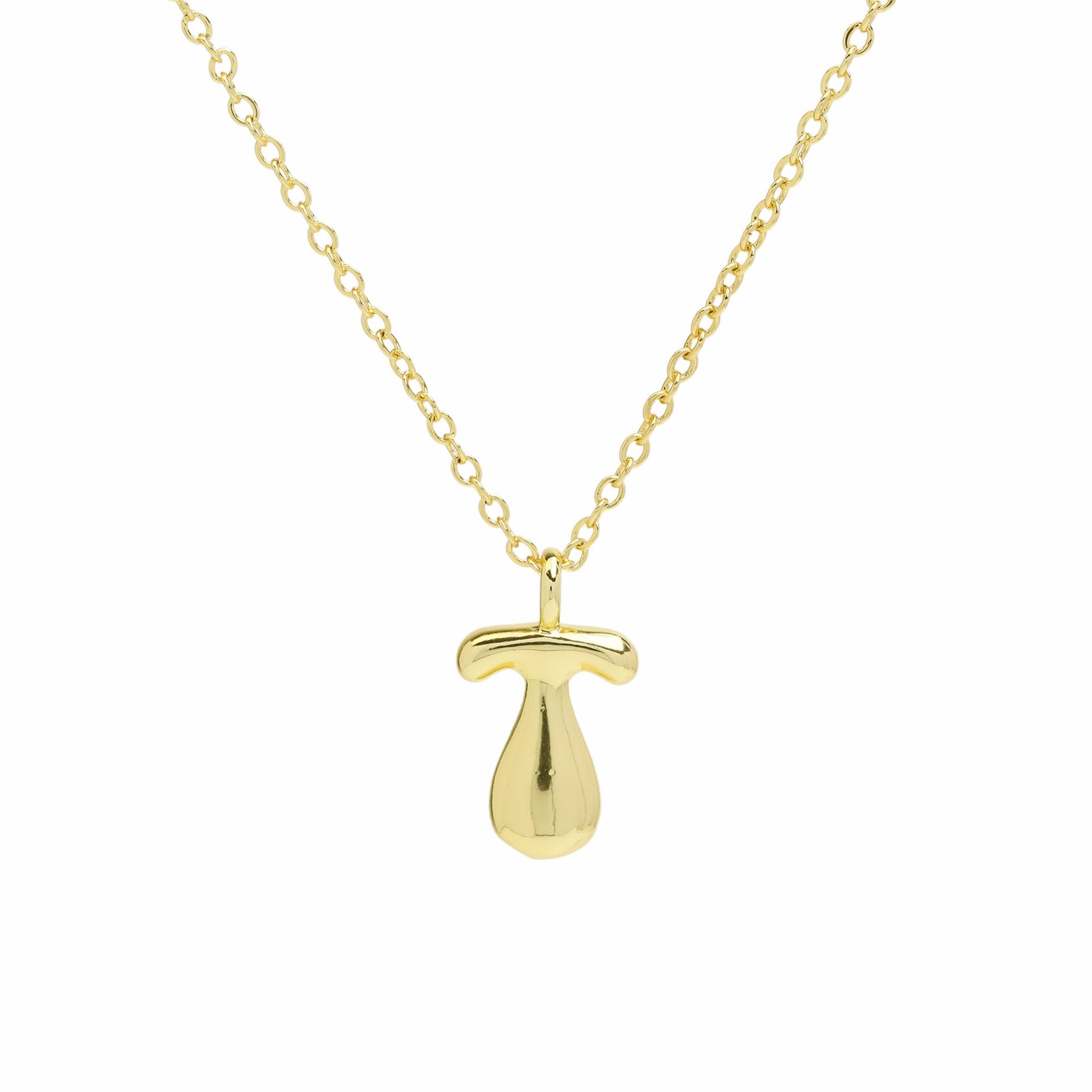 Vanya Gold Initial Bubble Necklace - Letter T [8Q8QEN3M]