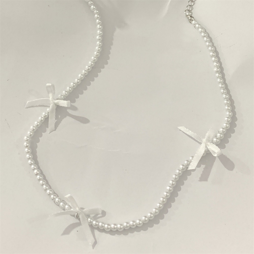 Nariah Bowknot Pearl Necklace - Bowknot Necklace