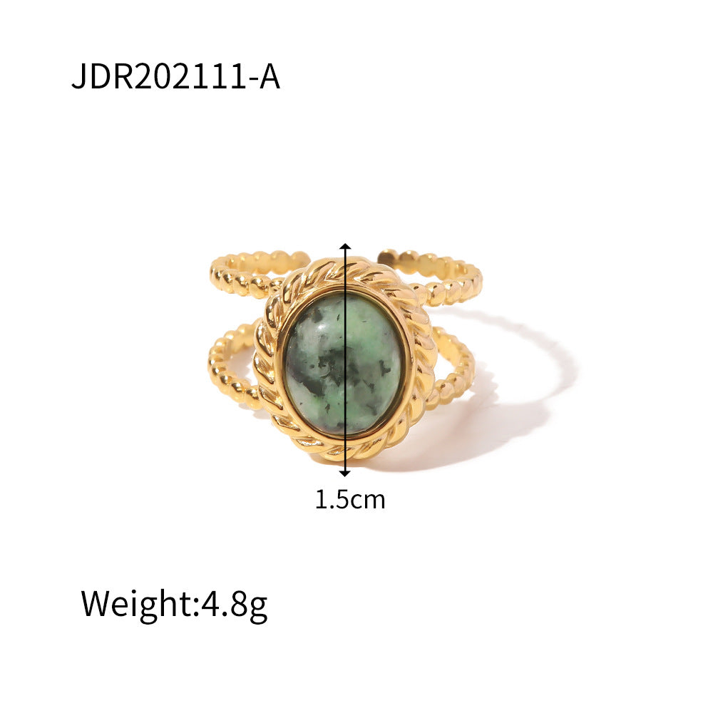 Emmaleigh Natural Stone Open Ring - Amber Stone [WP4VNP7T]