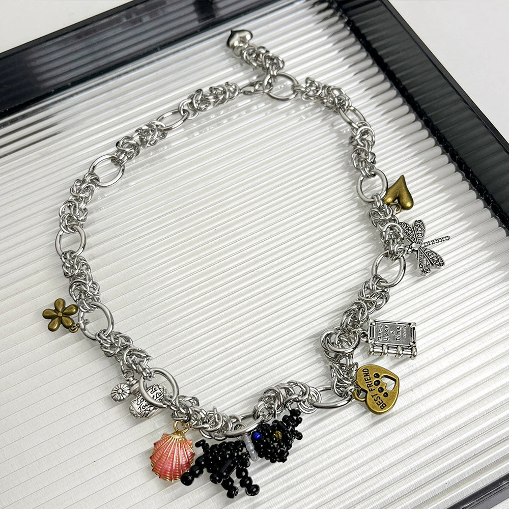 Imogen Puppy Charm Necklace - Black Puppy Necklace [0IFHFSQK]