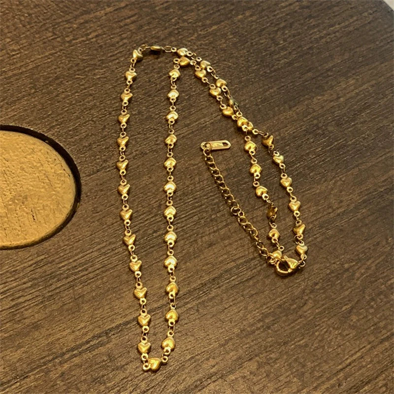 Aiden Delicate Charm Necklace - Gold Heart Chain Necklace