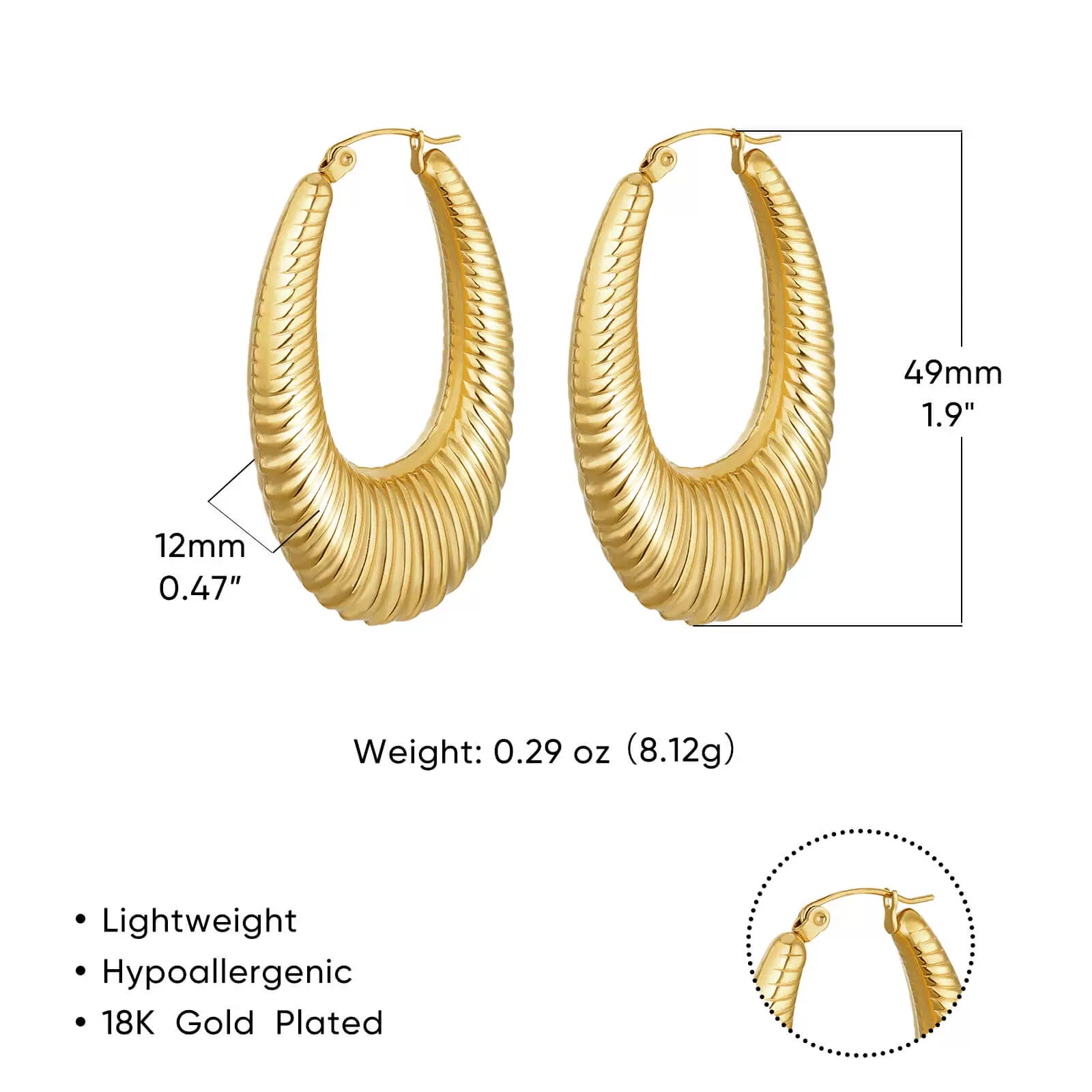 Phoebe Gold Chunky Hoop Earrings - E3403G