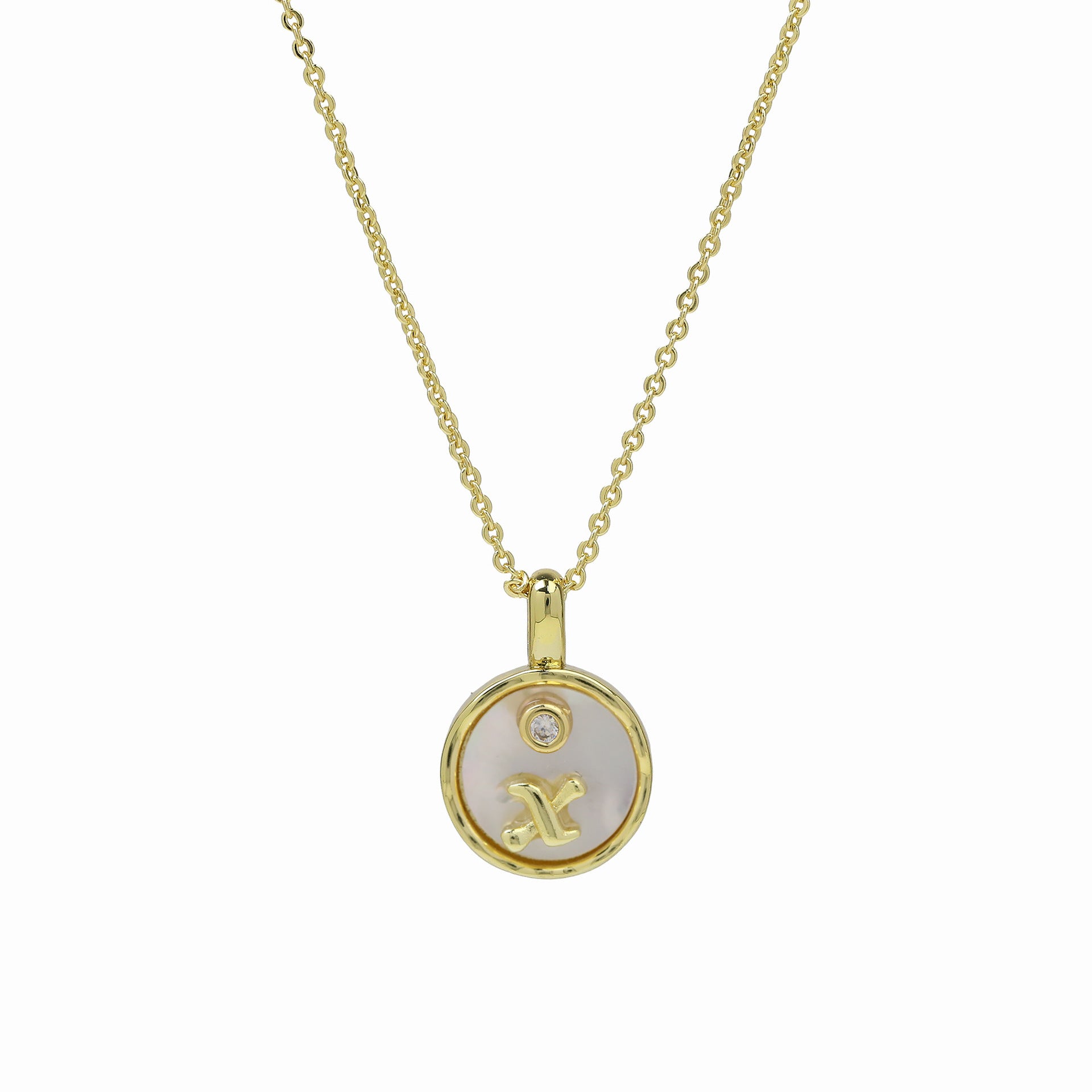 Haset Cursive Initial Pearl Necklace - Initial X [Q9KJHE14]