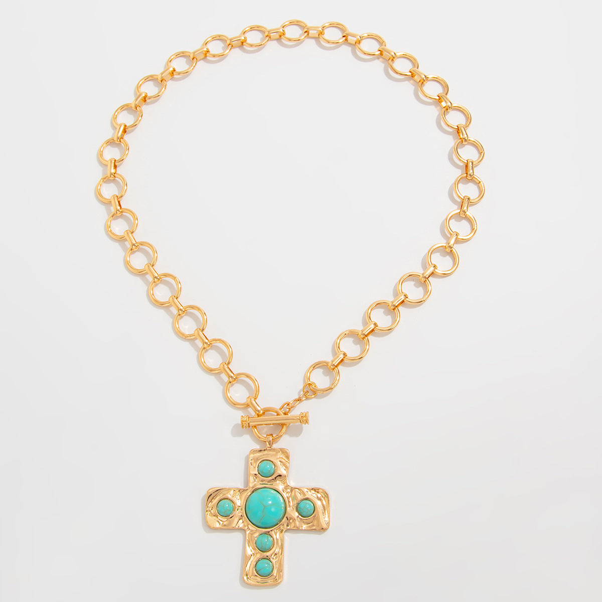 Jena Layered Cross Toggle Necklace - Gold [3QL9T3YJ]