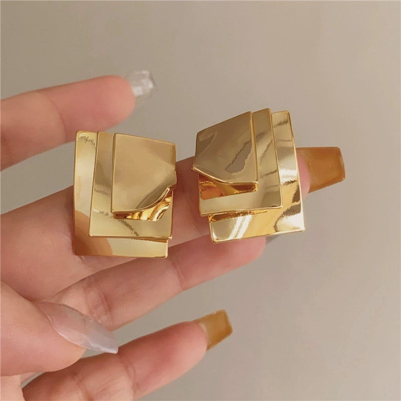 Kassidee Layered Geometric Earrings - Gold [T90FXNBO]