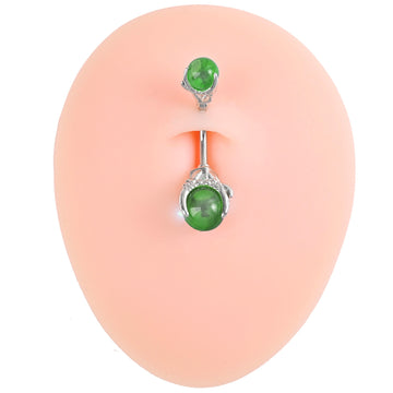 Elanie Amethyst Claw Navel Ring - Green [UKWULMMD]