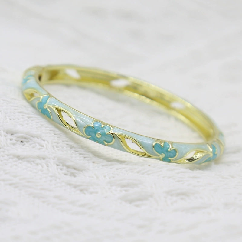 Weslynn Cloisonné Floral Bracelet - Sky Blue [RP9PHR2B]