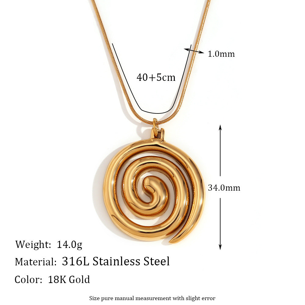 Henrietta Gold Plated Vortex Necklace - Snake Chain Vortex Pendant Necklace - Gold [BWX6YSIB]