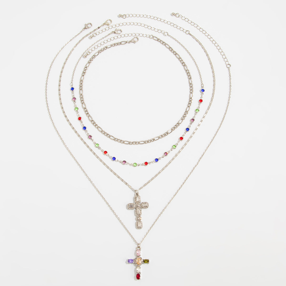 Brynlee Layered Tassel Cross Necklace - Style 1 - Silver [MOIXJXIR]