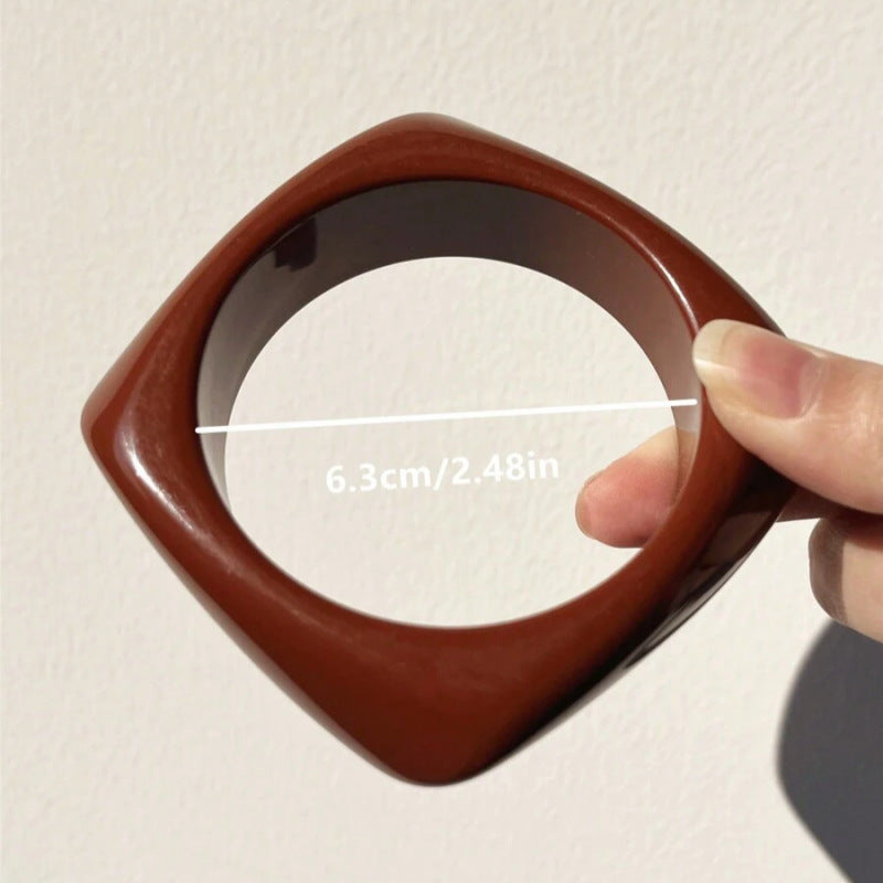 Francesca Marble Resin Bracelet - Square Pure Brown [I8G86PUU]