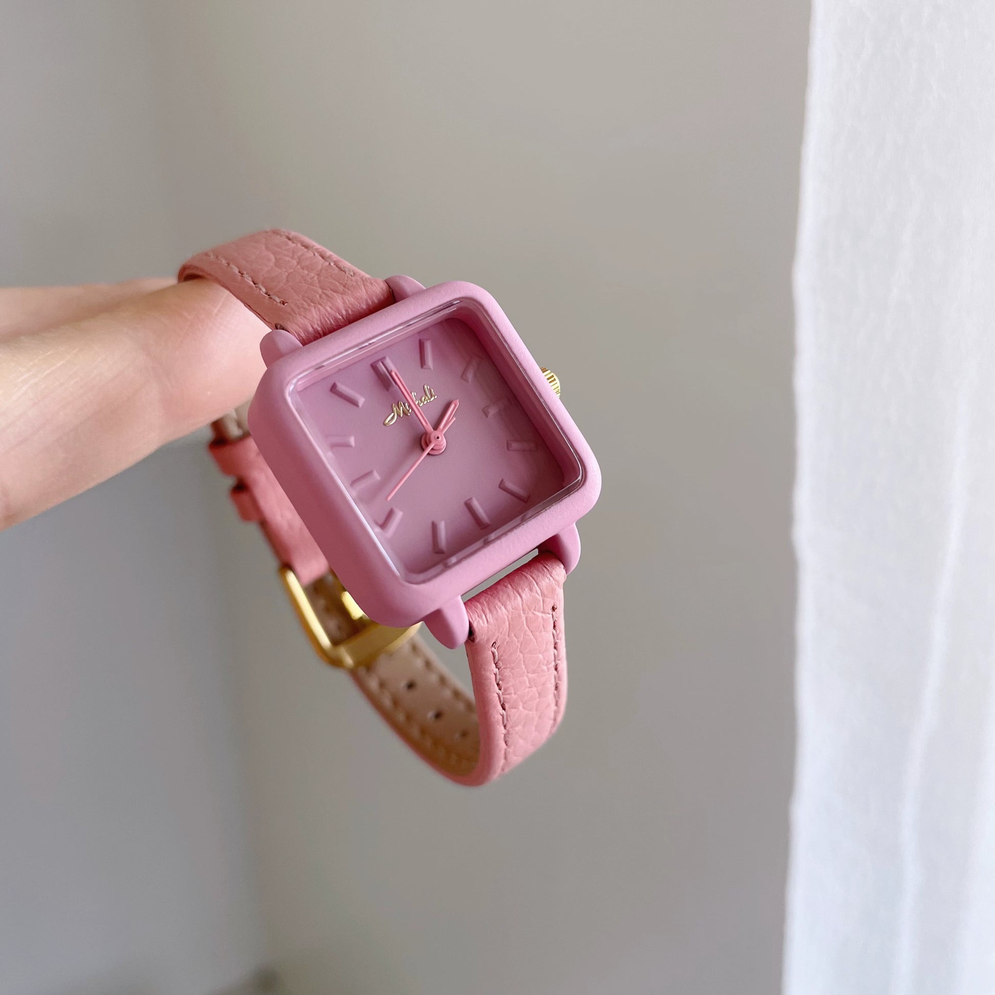 Laynie Vibrant Square Leather Watch - Princess Pink [2VBD8Z2Y]