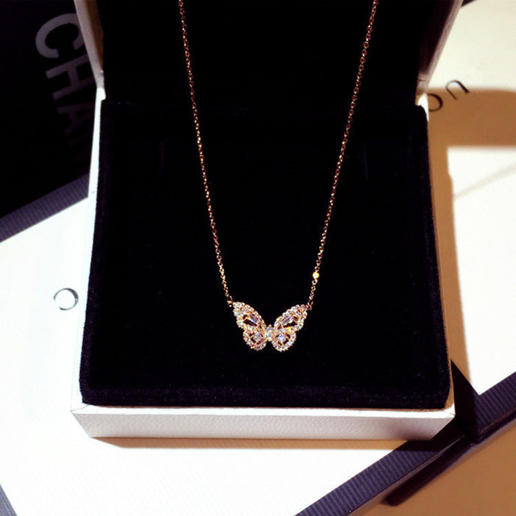 Vedika Zircon Butterfly Necklace - Rose Gold Tone [J7BRWIAA]
