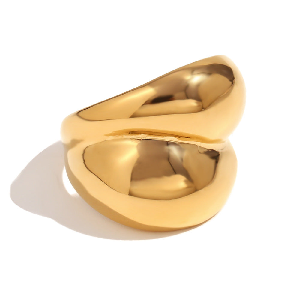 Catelyn Double Polaris Ring - Smooth Double Layer Bread Ring - Gold - Size 6 [87LOE1ZE]