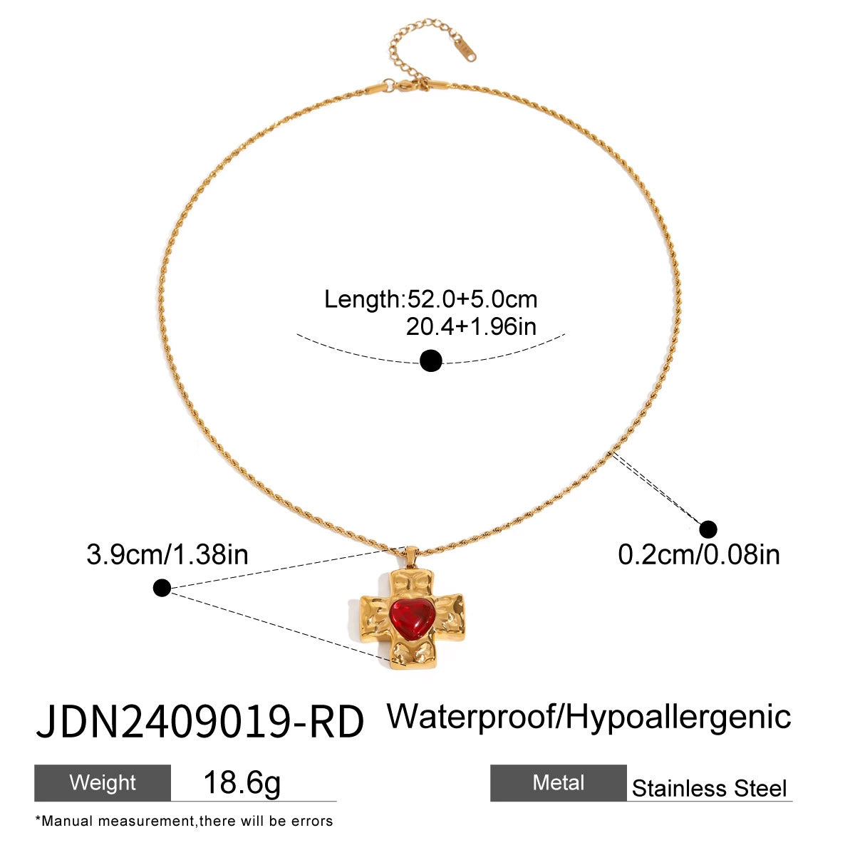 Zenaida Layered Cross Necklace - JDN2409019-RD [WQEMP60Z]