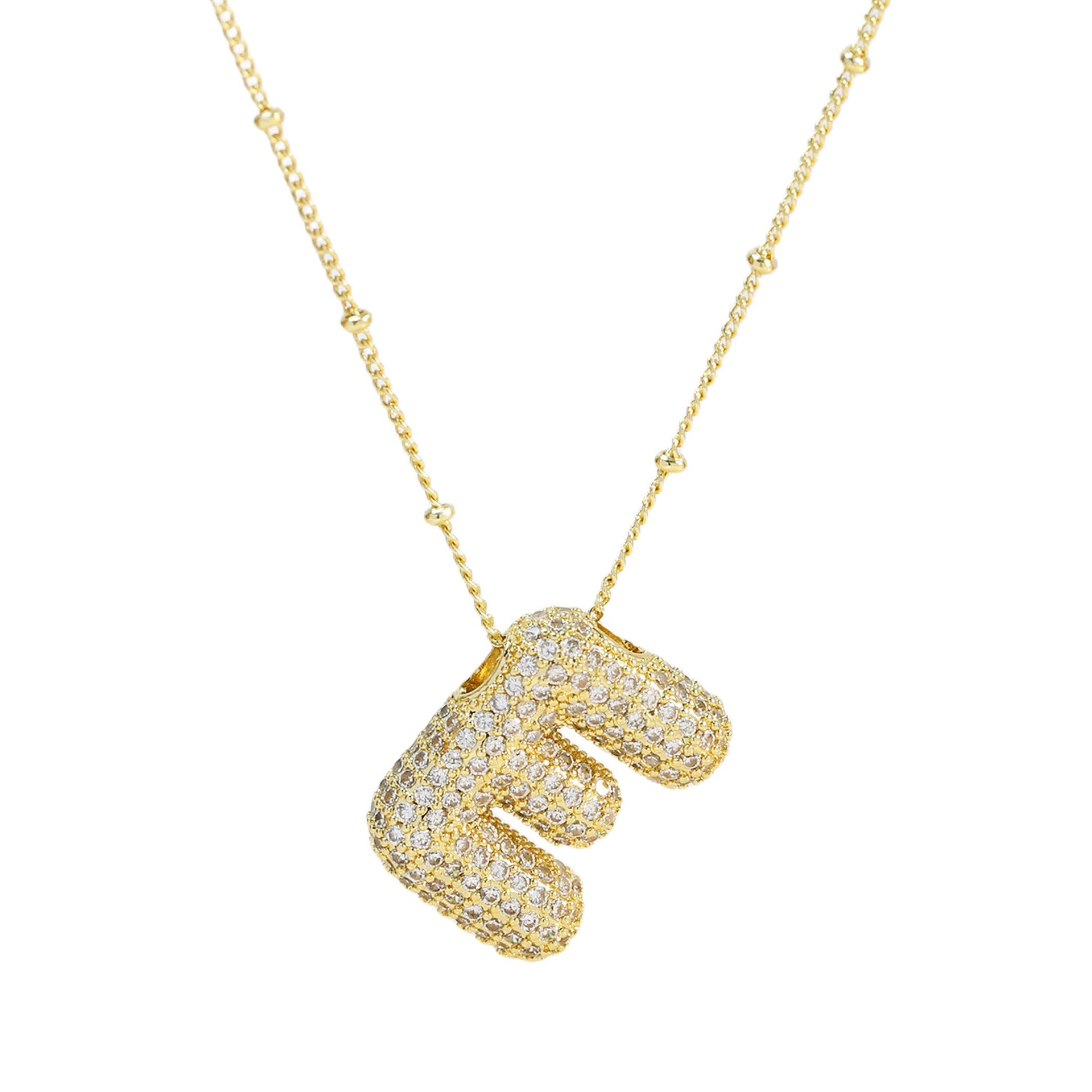 Fynlee Bubble Initial Necklace - Gold E [BUKDZISW]