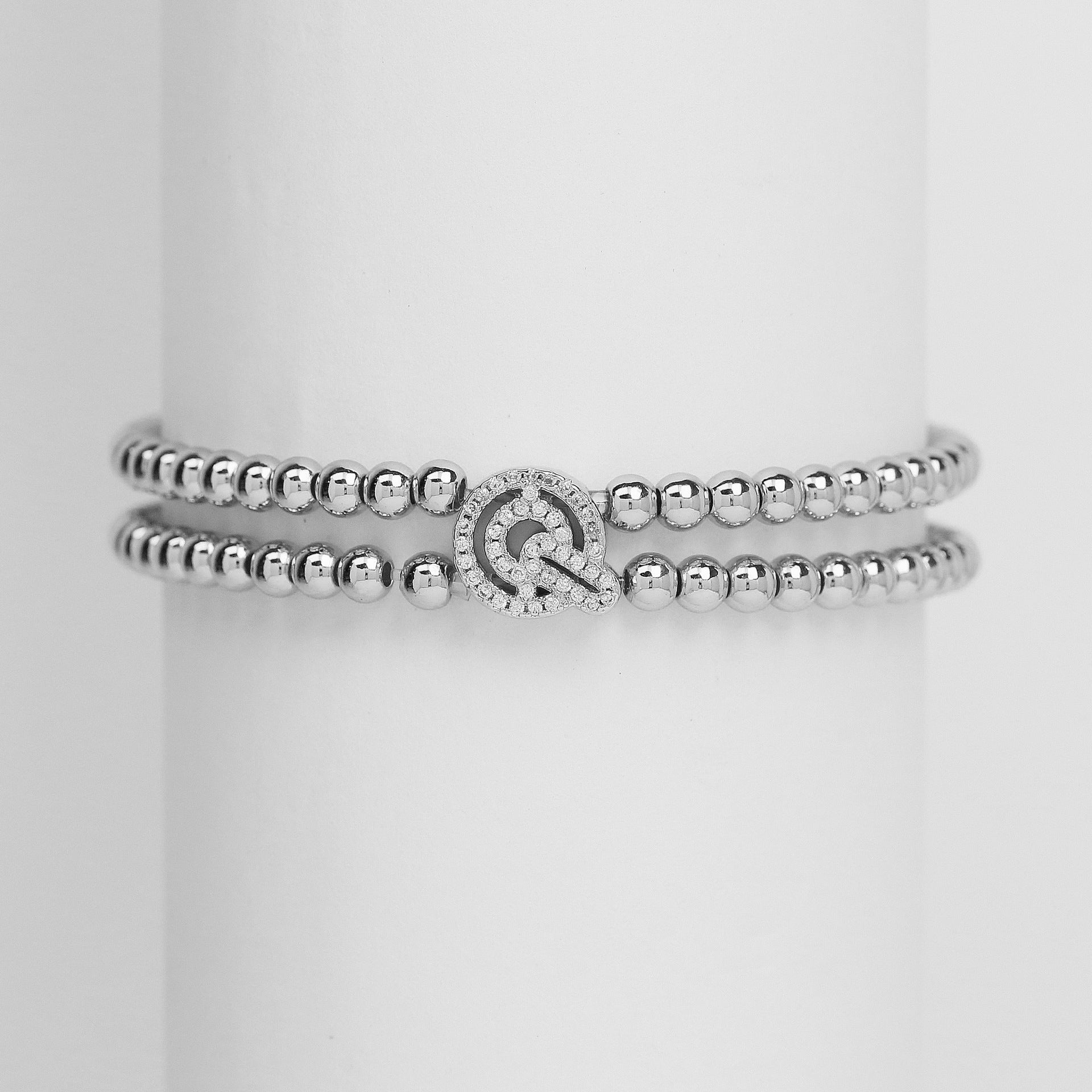 Alexandra Bubble Initial Bracelet - Silver Q [G2P1TF7O]