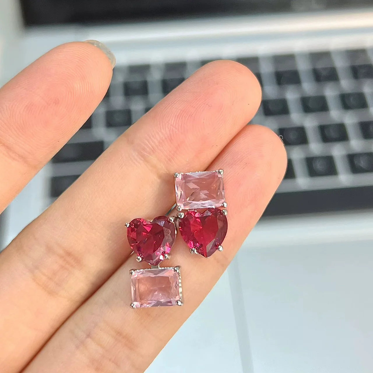 Kiernan Peach Heart Stud Earrings - Peach Heart Stud Earrings