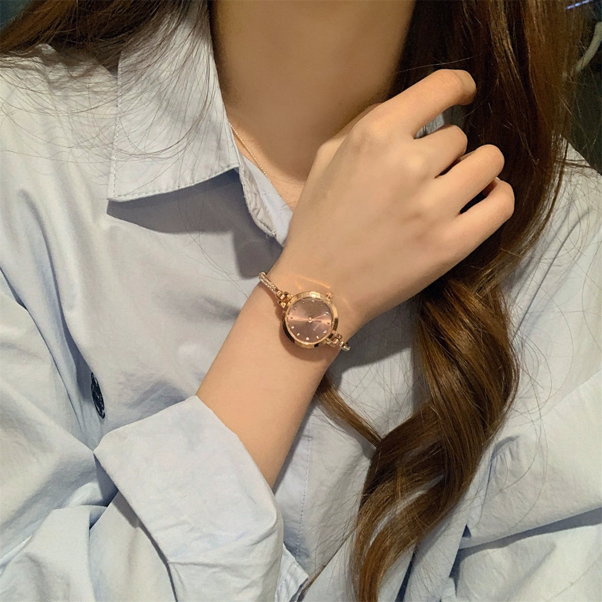 Ophelia Chain Bracelet Watch - Rose Gold Band Coffee Dial (Diamond) [69AD77EH]