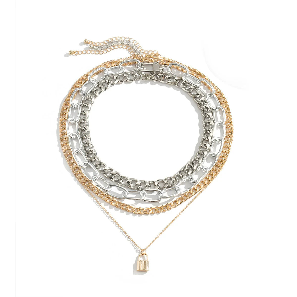 Zemira Multi-Layer Lock Necklace - Mixed Color Set