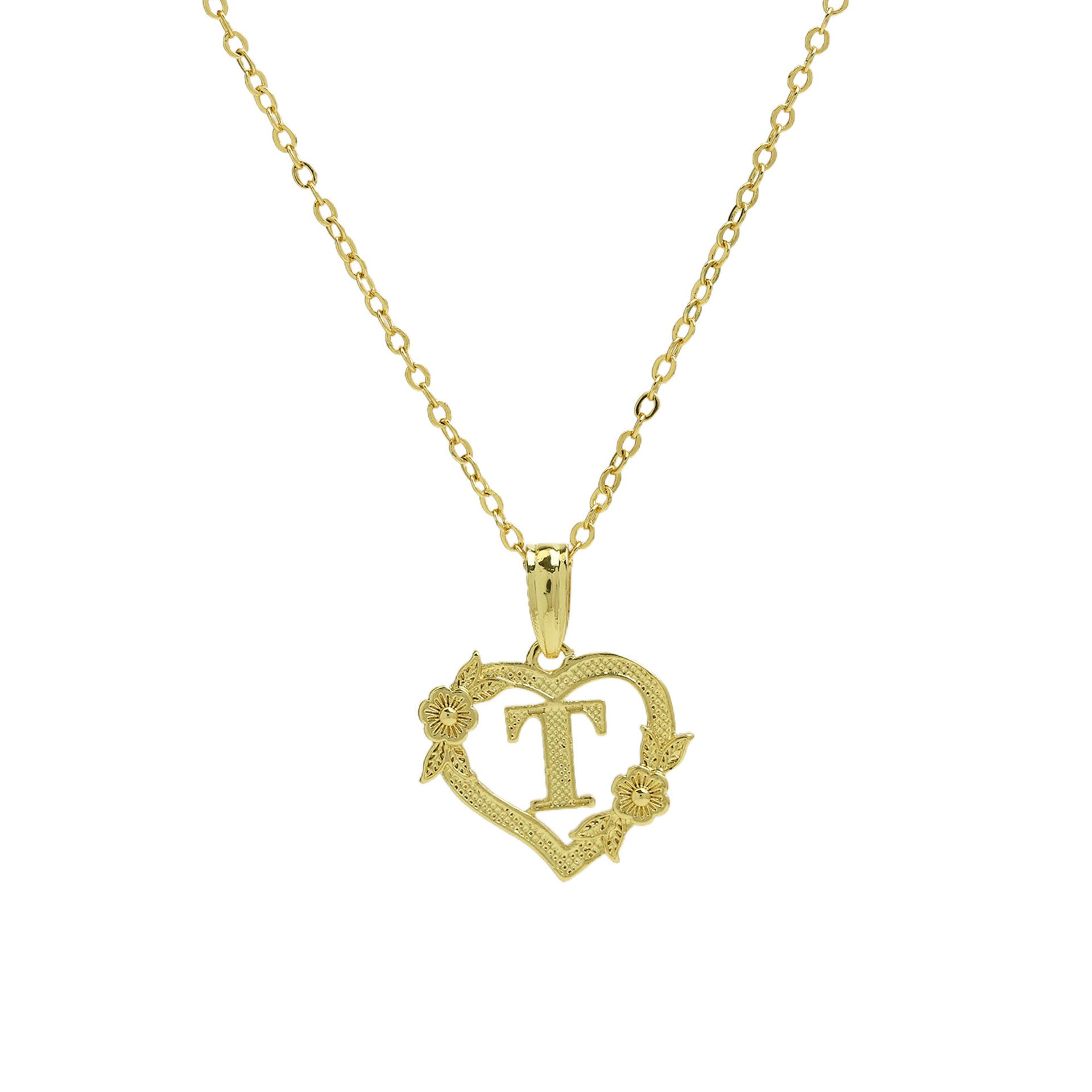 Isobel Initial Heart Pendant Necklace - Necklace T [LJ1U6XCT]