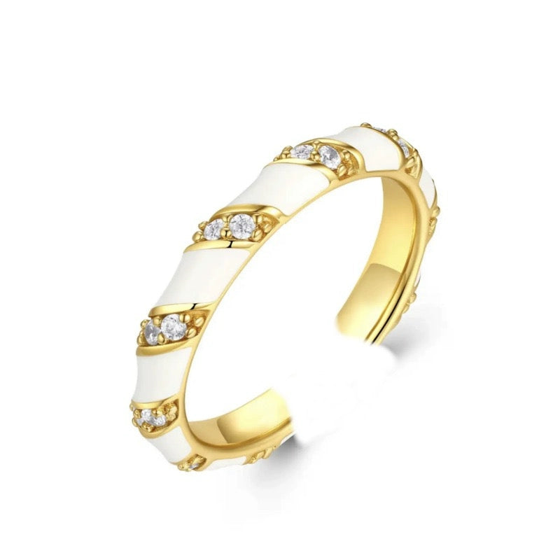 Raygen Zircon Heart Open Ring - White Drop Glaze Rhinestone Ring [5GUCVRQO]