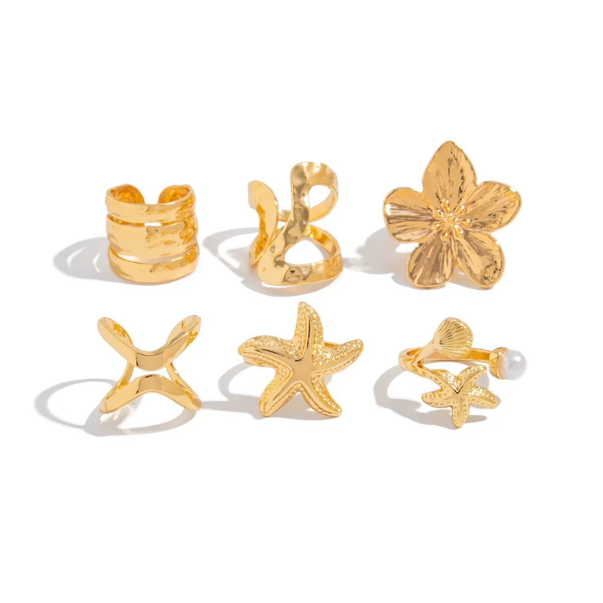 Sariyah Sunlit Ring Set - Light Gold Flower Style
