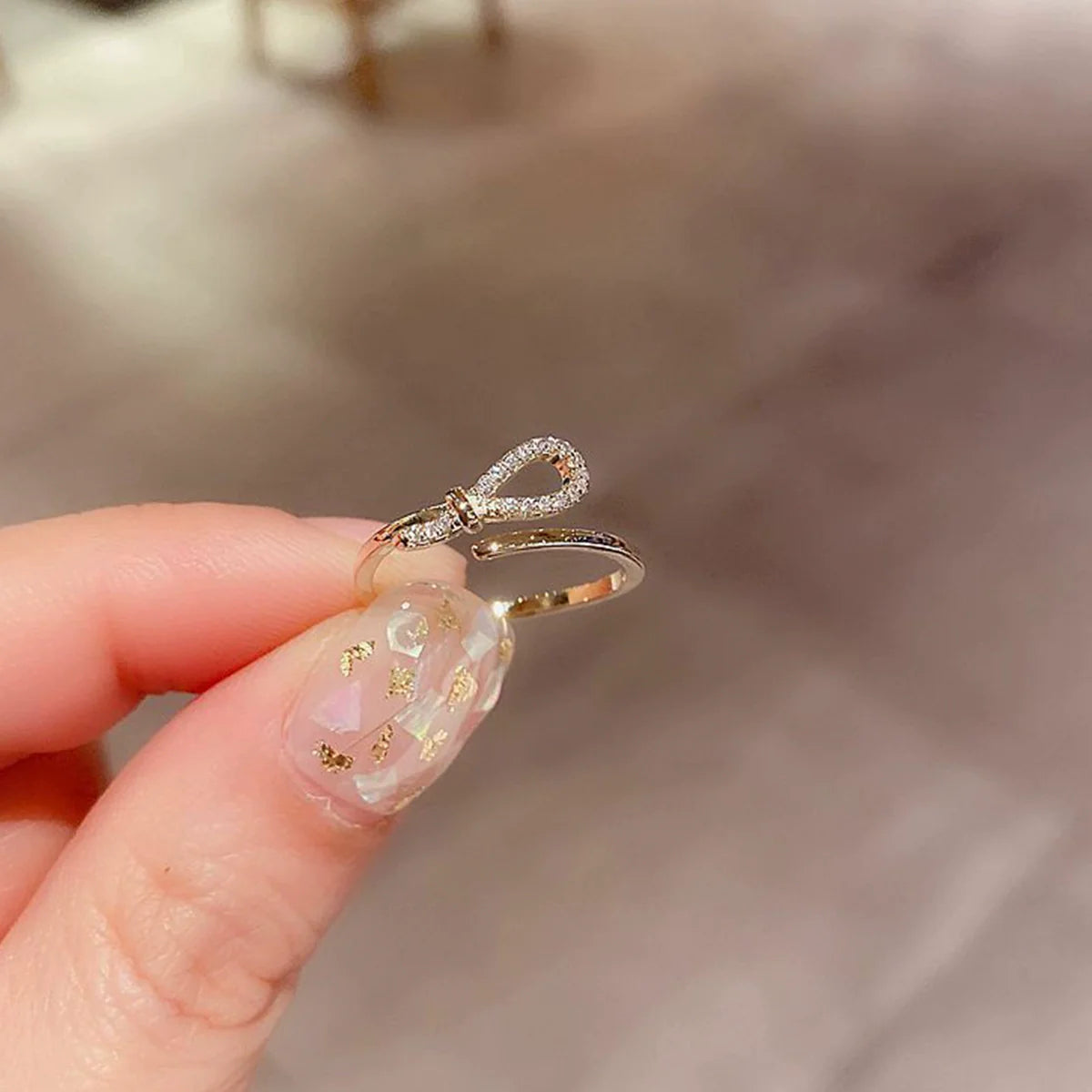 Tahiry Rose Gold Open Ring - Rose Gold Bow