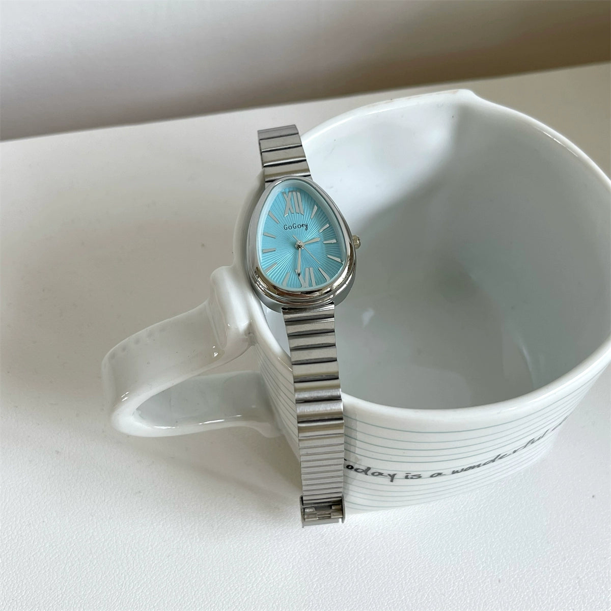 Kenadie Vintage Snake Head Watch - Silver Bamboo Joint Strap, Blue Face [09U7K6H8]