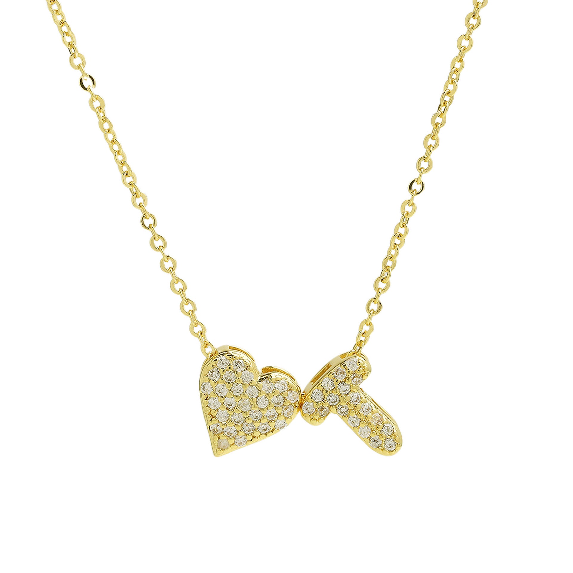 Riley Zircon Bubble Initial Necklace - T Initial [LQUL4ECM]
