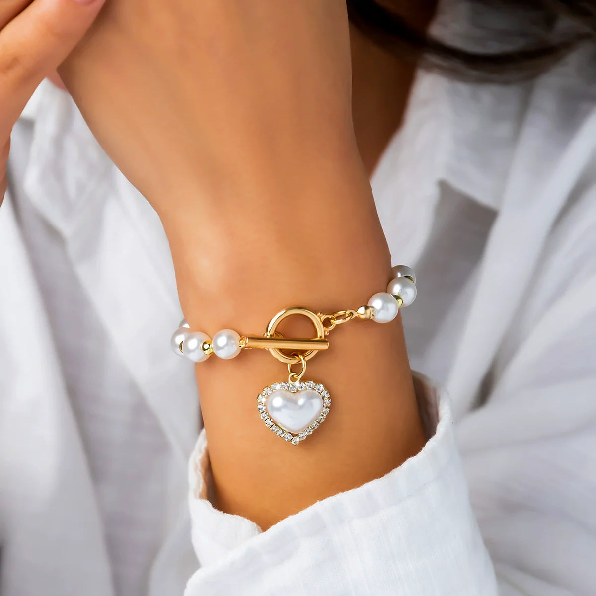 Tylah Layered Pearl Bracelet Set - Gold Style One