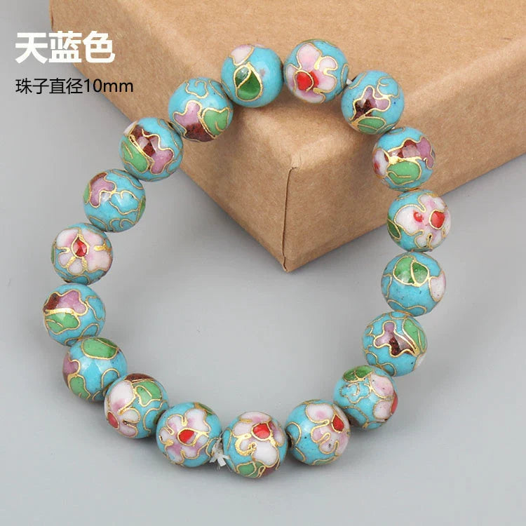 Charlie CloisonnŽ Beaded Bracelet - Sky Blue - 10mm Bead