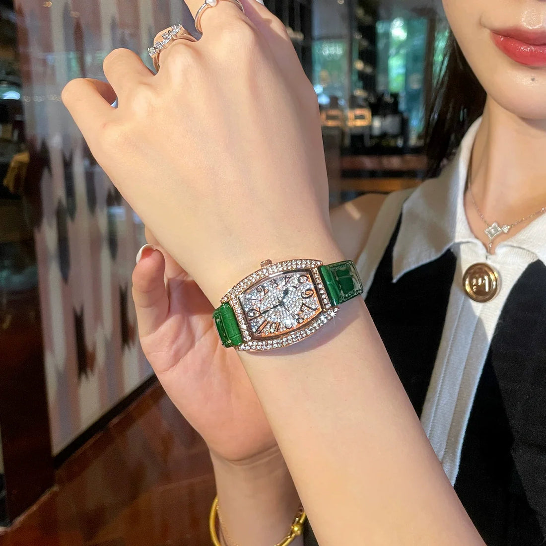 Emmylou Dazzling Leather Watch - Red