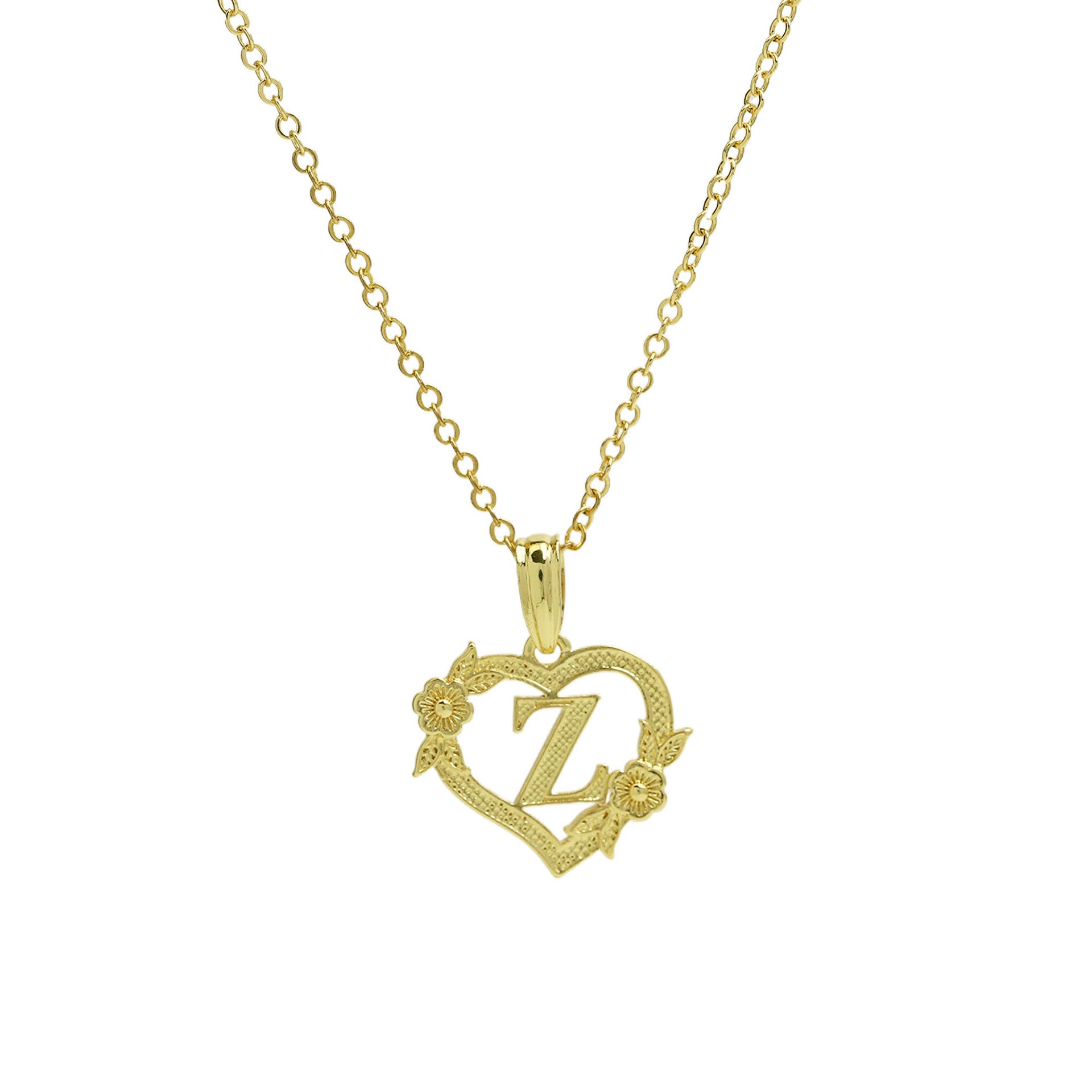 Isobel Initial Heart Pendant Necklace - Necklace Z [OZE0S72L]