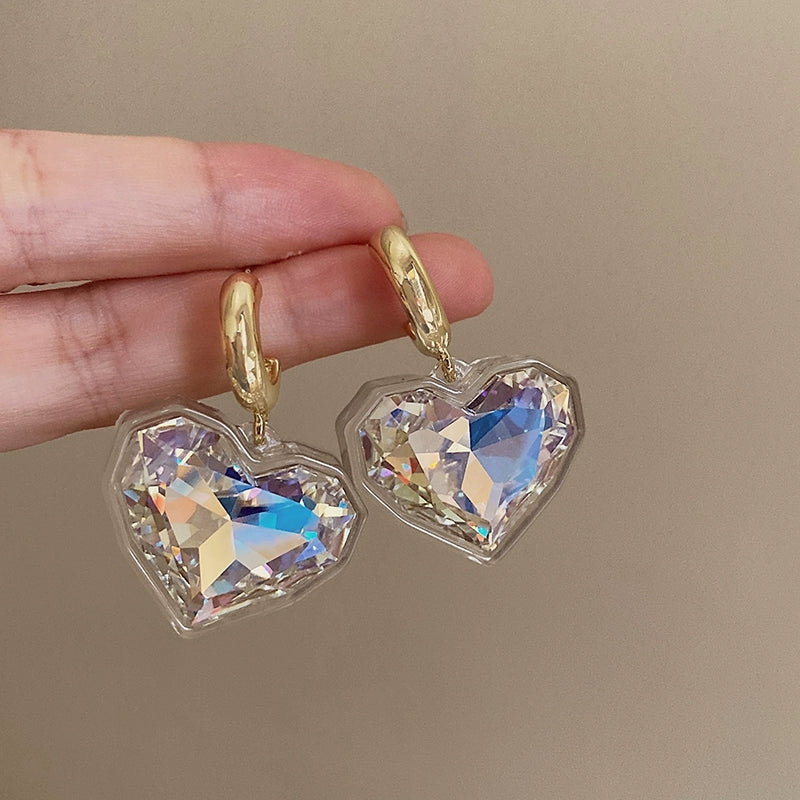Alizabeth Crystal Heart Earrings - Transparent Heart Crystal Earrings [U52D85S8]