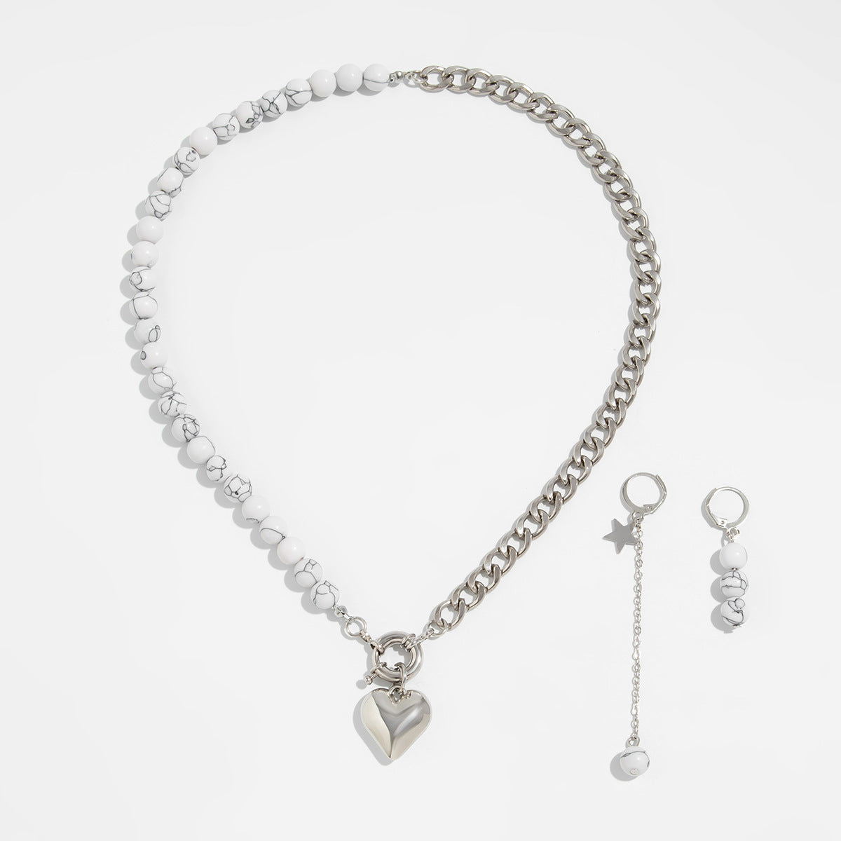 Carina Heart Tassel Necklace Set - Silver Style 1 [3US8K1AV]